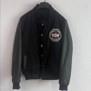 Rare Official UFC Men's Black Leather & Wool  Reversible Jacket Size Medium